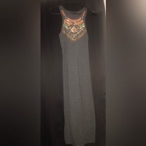 Long Grey Express Sequin Stretchy Dress